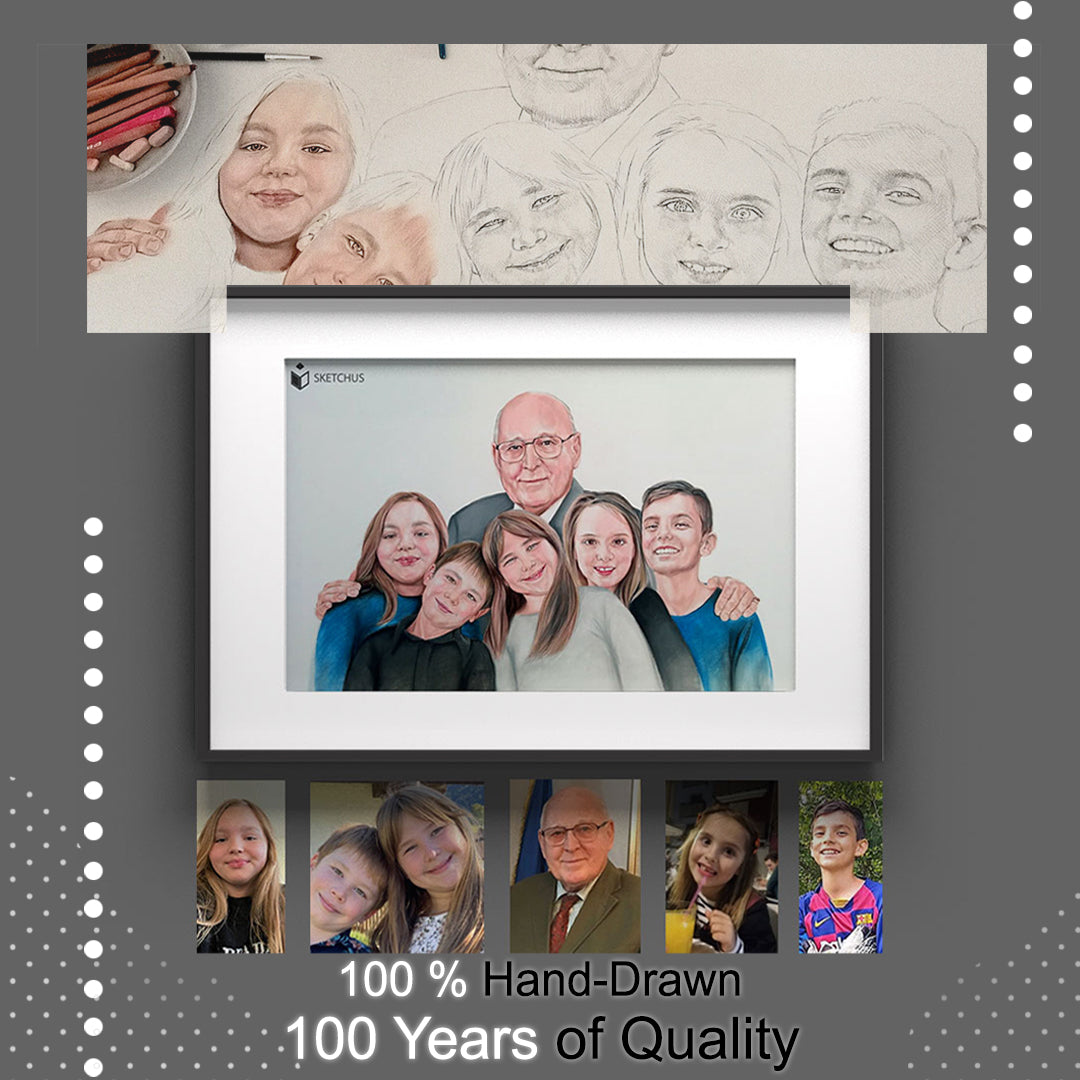 Hand-drawn custom portraits created with precision and care for timeless quality.